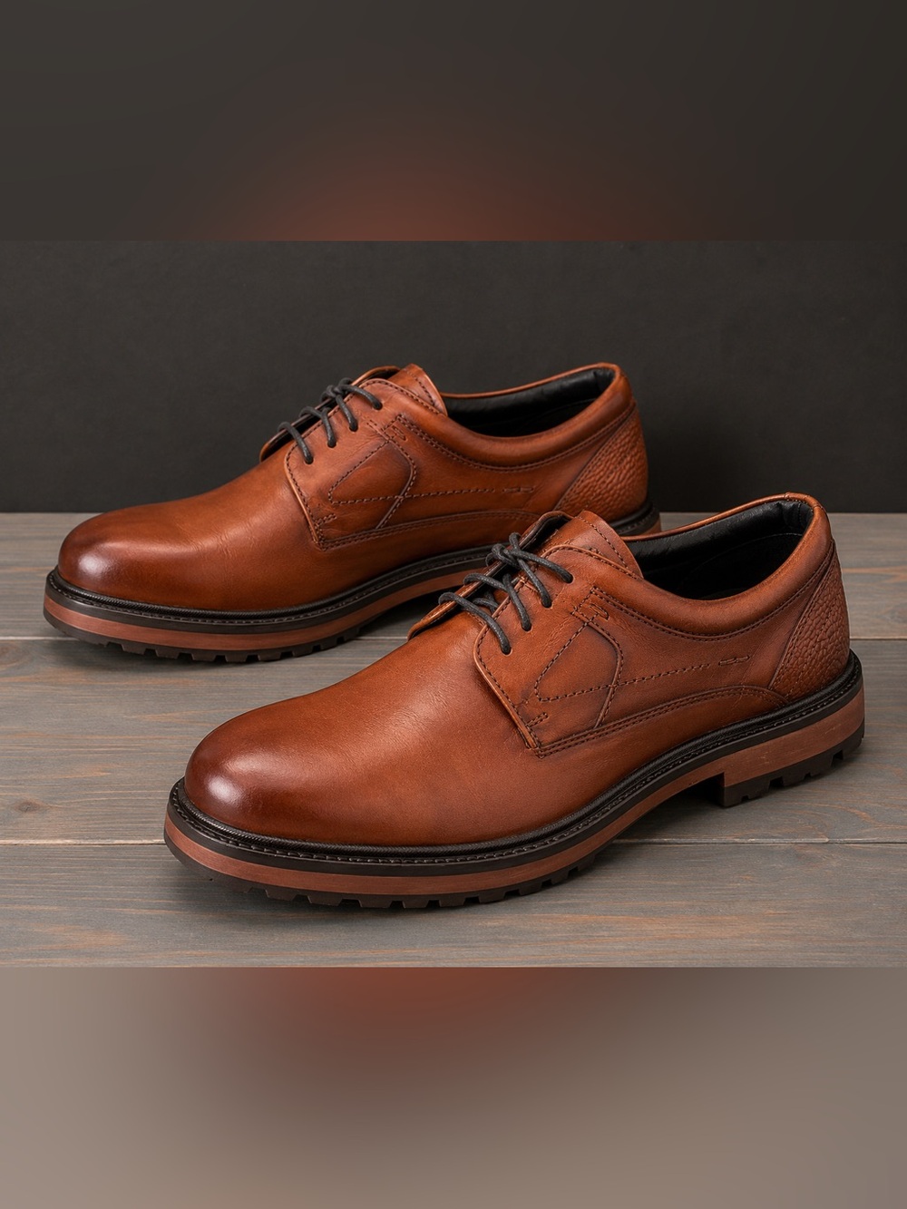 Pierre Cardin Men's Cognac Brown Leather Derby Shoes - 43/9